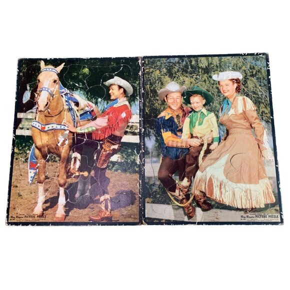Vintage 1953 Frame Tray inlay Roy Rogers Picture Puzzle Set - Picture 1 of 6